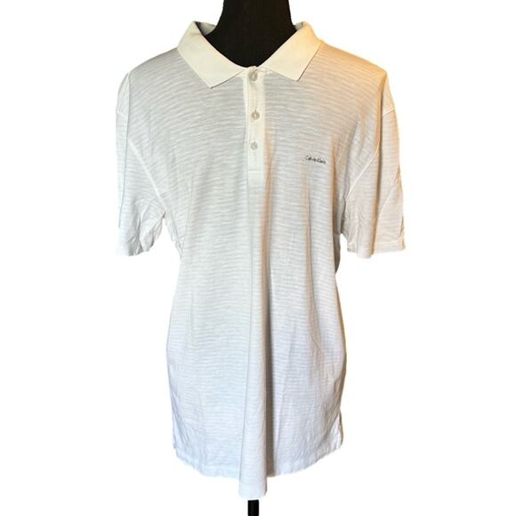 Calvin Klein Men’s Slim Fit White Polo Shirt Size L - Picture 1 of 6